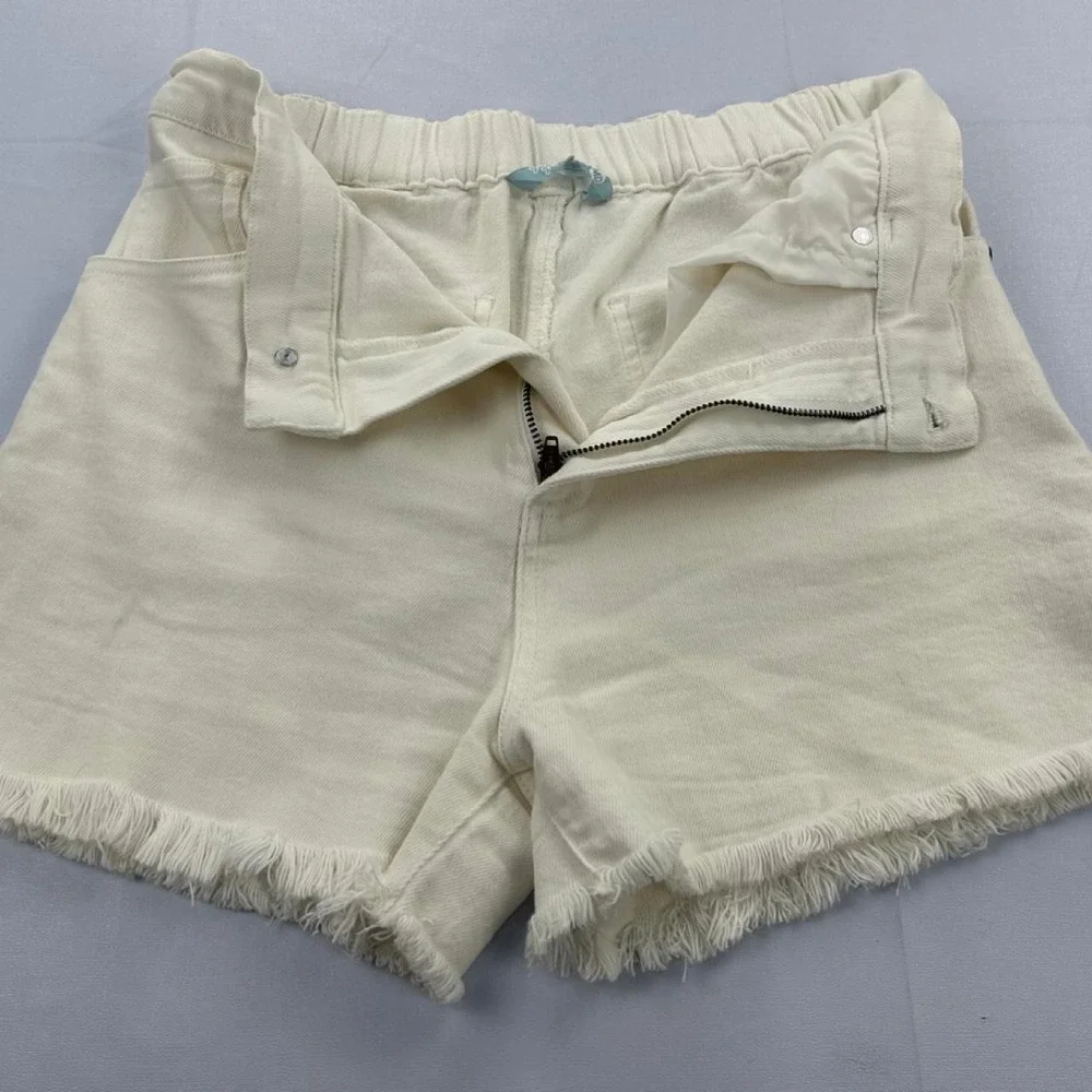 SSCO Southern Shirt Co MD White Frayed Hem Denim Shorts Stretch Casual